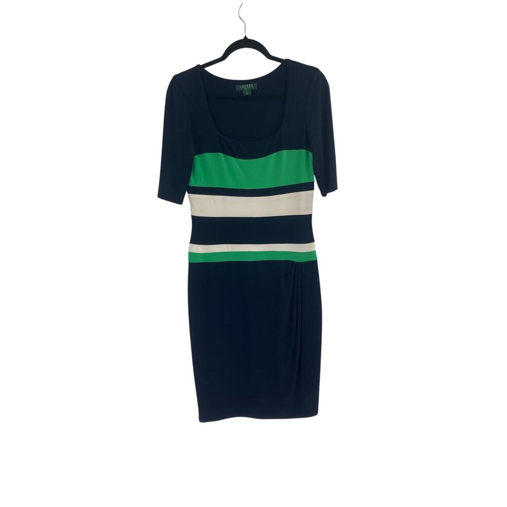 Vintage Lauren Ralph Lauren Navy Kelly Green Colorblock Sheath Dress Women’s 6